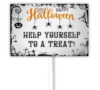 Decorazione rustica per Halloween per esterni, cartello con paletto, 30,5 x 20,3 cm, divertente targa in alluminio antiruggine