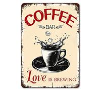 Decorazione rustica per la casa con scritta "Love is Brewing", decorazione da parete in metallo, divertente targa in ferro, regalo per soggiorno e ufficio, 20,3 x 30,5 cm