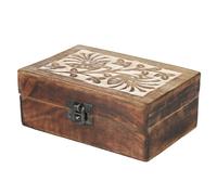 Decorazione Scatola di Legno Cassa per Legna Braun Forziere 15,5x9,5 CM Baule