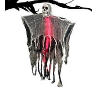 Decorazione scheletro di Halloween | Scheletro di spirito volante | Prop di volo illuminato | Flying Halloween Skeleton 80x61cm PP e tessuto con luce rossa a rosso caldo per la festa da giardino all'i