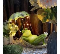 Decorazione solare da giardino per esterni, statua a forma di rana pigra, IP65, impermeabile, mini stagno, ornamento artistico da favola, regalo da giardino per famiglia/amici/colleghi