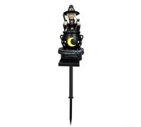Decorazione solare del giardino della strega con il calderone incandescente | Luce statua esterna con luna e stelle, senza batteria, decorazione spettrale del portico per cortile e prato, per incantato