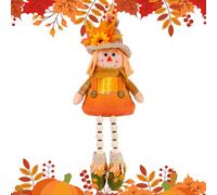 Decorazione Spaventapagli Autunnale per Interni | Ornamento Illuminato da 38 cm per il Raccolto Autunnale | Bambola Decorativa per Ringraziamento Mensola Soggiorno Scrivania Comodino Libreria Toeletta
