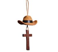 Decorazione Specchietto Auto - Charm A Cappello Da Cowboy Da 3,54 Pollici | Accessorio Ciondolo A Croce - Tessuto Non Tessuto, Decorazione Interna Per Auto Leggera Che Aggiunge Personalità, Stile E Fa