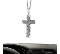 Decorazione Specchietto | Con Strass, Croce In Cristalli Per Specchio Auto Tracciabile - Ornamento Automatico Religioso Religioso Per La Casa Familiare Camion Soggiorno