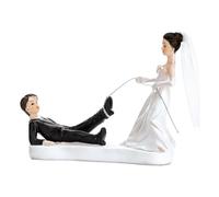 Partydeco Decorazione Sposi Corda-Cake Topper, PVC, Bianco e Nero