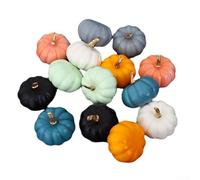 Decorazione stagionale a forma di zucca, ideale per centrotavola rustici durante le celebrazioni autunnali (arancione+nero+bianco+blu+rosa+grigio chiaro+verde chiaro+verde)