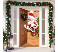 Decorazione stagionale per porta natalizia con panno e adesivo, facile da appendere e rimuovere, adatta per porte residenziali standard (1)