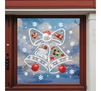 Decorazione statica per finestre con campanella natalizia e fiocco di neve, per porte in vetro e superfici lisce, adesivo rimovibile e riutilizzabile in PVC per casa o ufficio