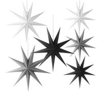 Decorazione Stella di Carta 9 Punte 6 Pezzi Stelle di Carta da Appendere per Decorazione Finestra,Natale,Avvento,Festa,Compleanno