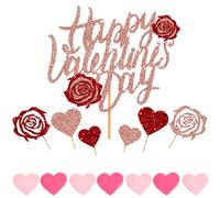 Decorazione Superiore Della Torta,Decorazione Della Torta Di San Valentino,Love Cake Decoration,Happy Valentine'S Day Cake Topper,Sparkling, Tema Di San Valentino, Tema D'Amore, Rosso 57 Pezzi