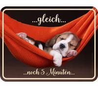Decorazione Targhe Con Cane - Uguale - Ancora 5 Minuti - Detto Blech-Schild