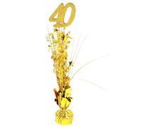 Decorazione Tavola Compleanno 40 Anni Oro, Centrotavola Riutilizzabile | Alluminio Film e Blocco Cemento, Segnapasso Tematico, Facile da Installare, per Tavoli Festa e Giardino