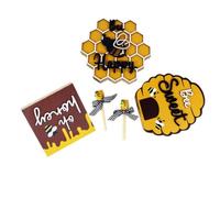Decorazione Tema Api in Legno, Set, Stile Minimalista | Cotone Giallo, Forme Esagonali e Blocco, Adatto a Spazi Domestici, Atmosfera Calda e Naturale