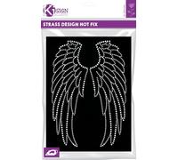 Decorazione termoadesiva Ki-Sign con cristalli, a forma di ali d'angelo, 26 x 18 cm