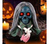 Decorazione Teschio Halloween Oggetto di Scena Animato Attivato dal Suono