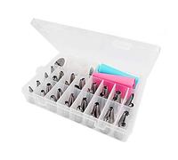 Decorazione Torta 38 beccucci per torte con 2 sac à poche riutilizzabili, set di decorazioni in acciaio inox con 2 accoppiatori, 2 chiodi a fiore e custodia per torte e cupcake