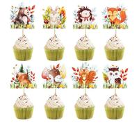 Decorazione Torta Animali Giungla, 24pcs Topper Torta Animali Giungla, Cake Topper Giungla, Perfetto per Compleanni e Feste per Bambini a Tema Foresta