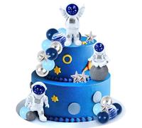 Decorazione Torta Astronauta, 25 Pezzi Decorazioni per Torte Spaziali, Palline Decorative per Torte, Palline per Decorare Torte, Palline Cake Topper Blu per Festa Compleanno