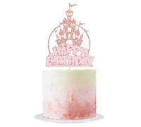 Decorazione Torta Castello di ghiaccio, Topper per Torta Compleanno Principessa Congelata, Happy Birthday Toppers,Decorazioni per Torte Lucenti, Compleanno Decorazioni Torte per Ragazza Bambini (C)