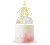 Decorazione Torta Castello di ghiaccio, Topper per Torta Compleanno Principessa Congelata, Happy Birthday Toppers,Decorazioni per Torte Lucenti, Compleanno Decorazioni Torte per Ragazza Bambini (D)
