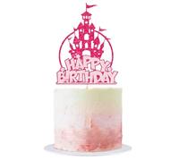 Decorazione Torta Castello di ghiaccio, Topper per Torta Compleanno Principessa Congelata, Happy Birthday Toppers,Decorazioni per Torte Lucenti, Compleanno Decorazioni Torte per Ragazza Bambini (B)