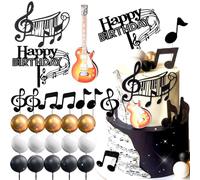 Decorazione Torta Chitarra Musicale, Cupcake Note Musicali Cupcake, Topper Musicale per Torta, Adatte per Feste di Compleanno a Tema Musicale con un Tocco Rock 90s Decorazioni (C)