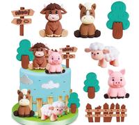 Decorazione torta fattoria 8 pezzi per compleanno - Topper per torta con animali da fattoria - Decorazione torta per feste per bambini e baby shower