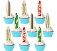 Decorazione Torta Spiaggia, 24pcs Cake Topper Estate, Decorazioni Torta Piscina, Adatta per Feste a Tema Spiaggia, Feste a Tema Hawaiano, Compleanno (Tavola da Surf)