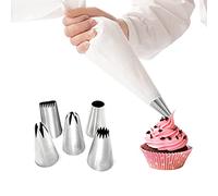 Decorazione Torte Set di 6 Pezzi,Riutilizzabile Beccucci per Pasticceria con 5 Ugelli in Acciaio Inossidabile e 1 Sacchetti di Cotone,per Torte,Cupcakes,Pasta di Zucchero,Biscotti