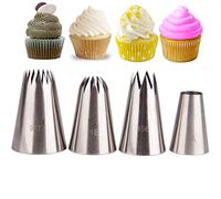 Decorazione Torte Set, FantasyDay 4 Pezzi Ugello in Acciaio Inossidabile Professionale da Pasticceria - Bocchette Decorative Accessori per Torte, Cupcakes, Pasta di Zucchero, Muffin, Dolci, Biscotti