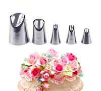 Decorazione Torte Set, FantasyDay 5 Pezzi Ugello in Acciaio Inossidabile Professionale da Pasticceria - Bocchette Decorative Accessori per Torte, Cupcakes, Pasta di Zucchero, Muffin, Dolci, Biscotti
