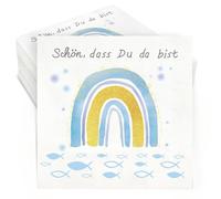 Decorazione tovaglioli battesimo, 40 pezzi boho arcobaleno tovaglioli comunione pesce blu 3 veli per la prima comunione decorazione cresima decorazio tavolo battesimo deco baby shower ragazzo, 33x33cm