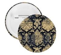 Decorazione tradizionale Royal Gold Damask Elementi Orientali Dorati Eleganti 5 pezzi Distintivo rotondo in latta, spilla da bavero, spilla leggera per uomo e donna, impiegato, insegnante, studente