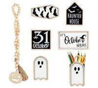 Decorazione Vassoio Halloween Piccoli Ornamenti Rustici In Legno E Bara | Insegne Vassoio A Piani Per Feste Arredamento Casa Da Cucina Ufficio Corridoio Ingresso Mensola Feste