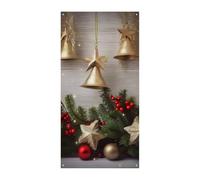 Decorazione verticale per porta con albero di Natale e campane, 90 x 180 cm, striscioni per feste, cartello di benvenuto stagionale, decorazione verticale da appendere per portico, ingresso, giardino