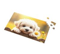 Decorazione vintage adorabile cucciolo che sbircia sopra la recinzione in legno con fiori immagine puzzle divertente cartello casa cartello vintage metallo (500 pezzi)