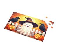 Decorazione vintage Happy Halloween: simpatico fantasma con corvi e zucche, puzzle divertente per la casa, cartello vintage in metallo (500 pezzi)