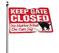 Decorazione vintage per bar con scritta "Keep Gate Closed No Matter What the Cats Say Flag Bar Decor for Home Spring Garden Flag" (60 x 90 cm)