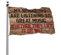 Decorazione vintage per bar "I miei vicini stanno ascoltando la grande musica", bandiera per camper, patio, decorazioni per esterni (152 x 244 cm)