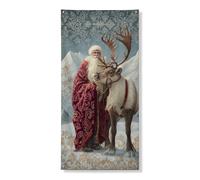 Decorazione vintage per porta con Babbo Natale, decorazione natalizia con renna invernale per il paese delle meraviglie per interni ed esterni, 91 x 182 cm