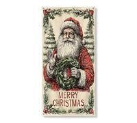 Decorazione vintage per porta di Babbo Natale, decorazione retrò natalizia da appendere alla parete, decorazione natalizia per interni ed esterni, 91 x 182 cm