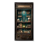 Decorazione vintage per porta farmacista, teschio gotico e mensola pozioni, decorazione per interni ed esterni, forniture per festival spettrali 91 x 182 cm
