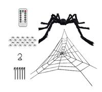 Decorazione Web Spider Halloween - Falso netto di ragno, filo spaventoso elastico | Accessori spaventosi con grande luce LED da 1,5 m di lunghezza, display a catena spessa di spider ultra reale