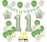 decorazioni 11 anni ragazzo ragazza palloncini 11 anni compleanno verde oliva palloncini 11 anni ragazzo oro cake topper 11 anni compleanno ragazza decorazione compleanno 11 anni ragazza verde