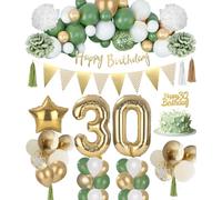 Decorazioni 30 Anni Compleanno Verde Oro per Uomo Donna - Palloncini, Festoni, Festone Buon Compleanno, Addobbi Festa