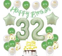 decorazioni 32 anni uomo donna palloncini 32 anni compleanno verde oliva palloncini 32 anni uomo oro cake topper 32 anni compleanno donna decorazione compleanno 32 anni donna verde