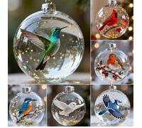 Decorazioni 3D a forma di animale giocoso 2026, in vetro, collezione Wildlife Wonders (uccelli, vita marina e foresta), palline natalizie in cristallo per vacanze invernali (6 pezzi)