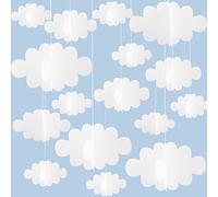 Decorazioni 3D nuvole - 16 nuvole artificiali da appendere per soffitto e parete - ornamenti falsi per baby shower, camera dei bambini, matrimoni e feste