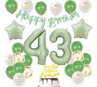 decorazioni 43 anni uomo donna palloncini 43 anni compleanno verde oliva palloncini 43 anni uomo oro cake topper 43 anni compleanno donna decorazione compleanno 43 anni donna verde